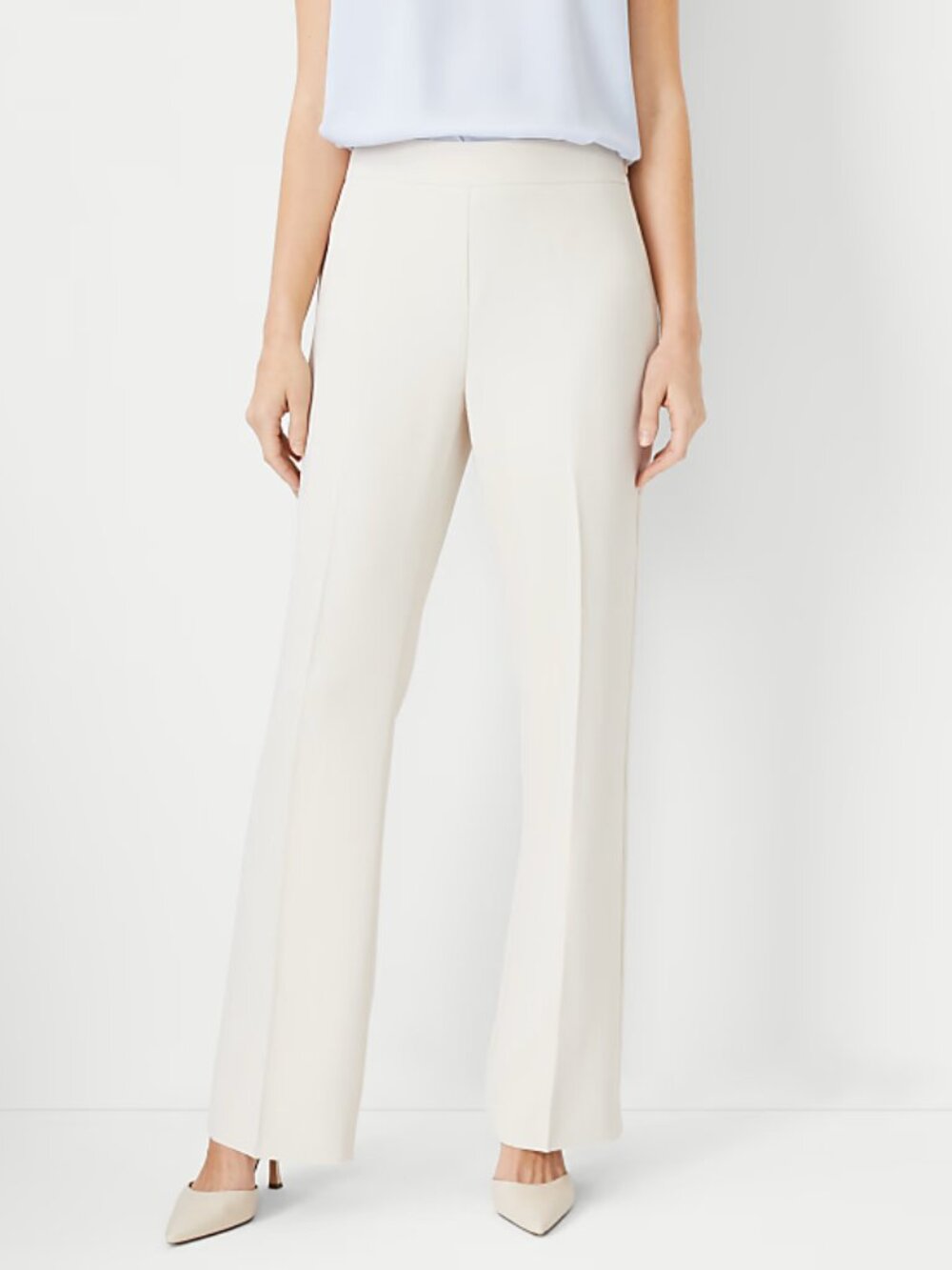 Ann Taylor Side Zip Trouser in Fluid Crepe Ivory Sz 4
